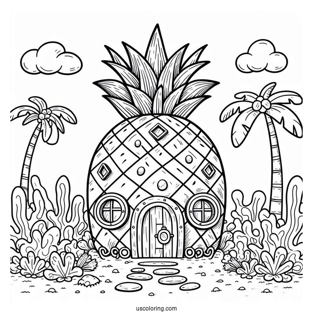 SpongeBob Pineapple House Coloring Page