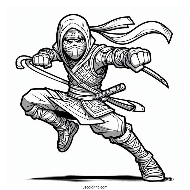 Ninja Legends Coloring In For Kids