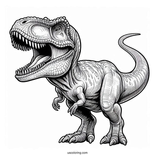 Dinosaur Coloring Page Of Detailed Roaring Tarbosaurus