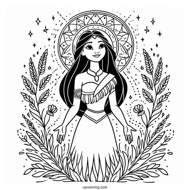 Simple Coloring Page Of Pocahontas