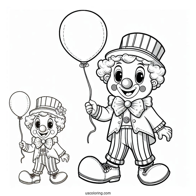 Clown Holding Balloon for Kids