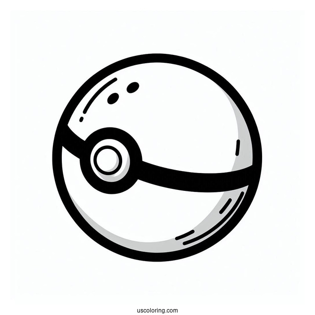 Easy Pokéball Coloring Page Outline For Preschoolers