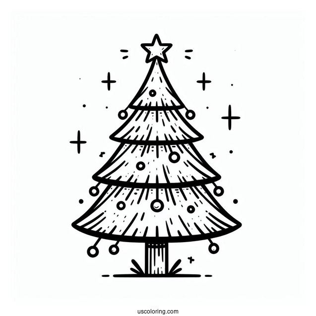 Cartoon Christmas Tree To Color For Kids