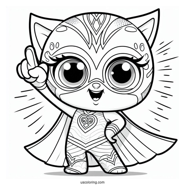 PJ Masks Coloring Page Of Owlette With Arm Up