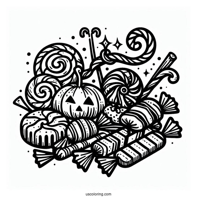 Spooky Halloween Candy To Color