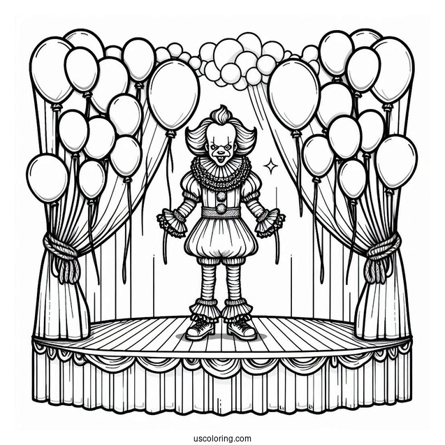 Pennywise On A Stage Surrounded By Balloons