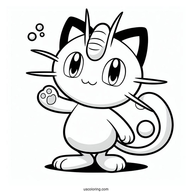 Meowth With Paw Up Coloring Page