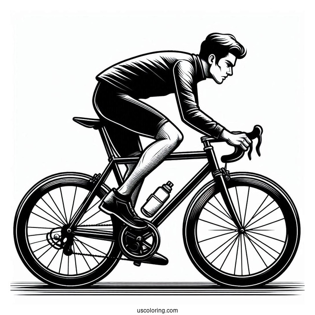 Man Racing On Bicycle Coloring Page