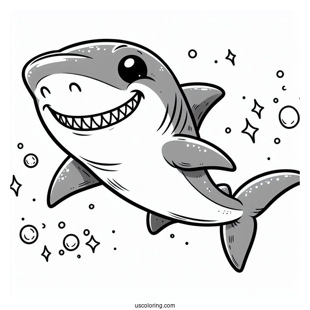 Smiling Hammerhead Shark Coloring Page