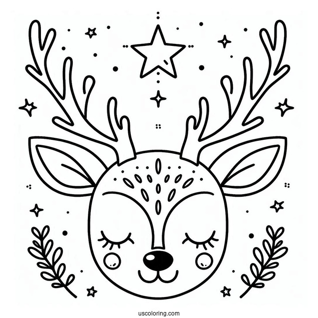 Simple Outline Of a Reindeer Face