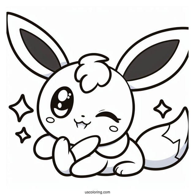 Kawaii Sylveon Coloring Page Winking For Preschoolers