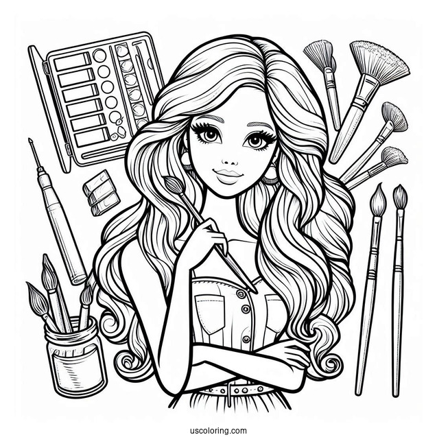 Artist Barbie Coloring Page