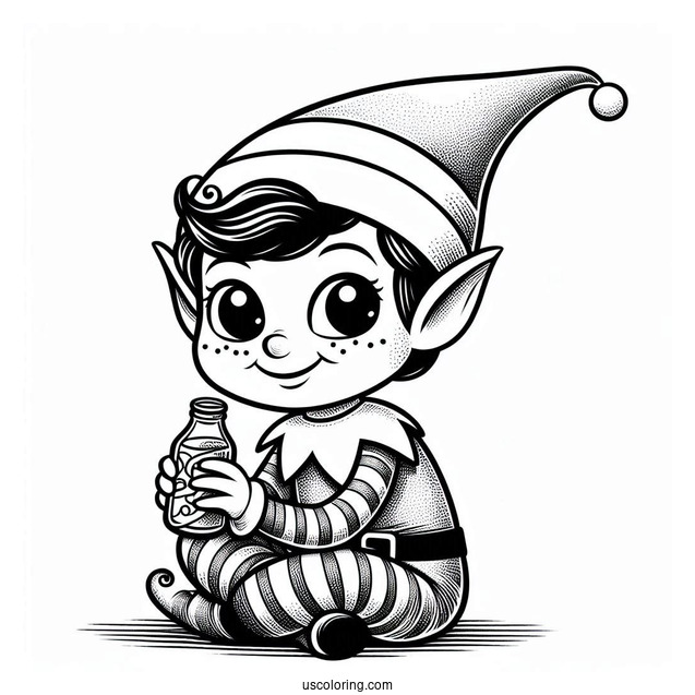 Groovy Looking Elf On The Shelf To Color