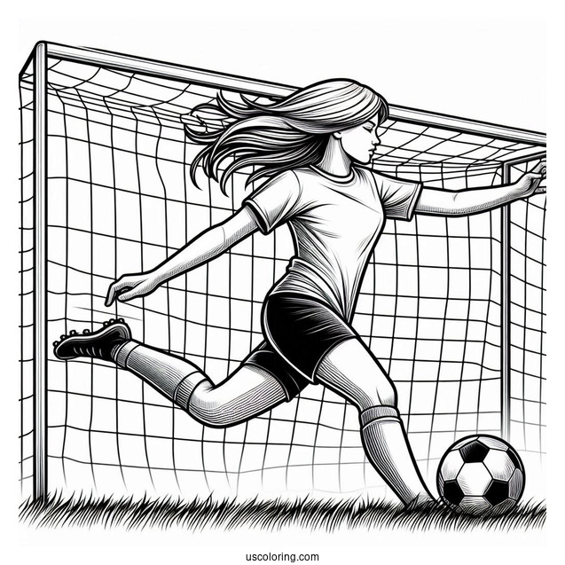 Female Soccer Player In Front Of GoalFemale Soccer Player In Front Of Goal