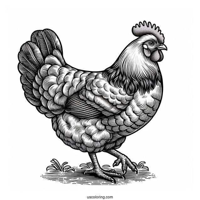 Rhode Island Red Chicken Coloring Page