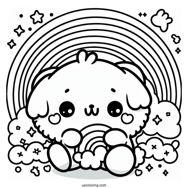 Cute Toy Pompompurin Hugging Rainbow