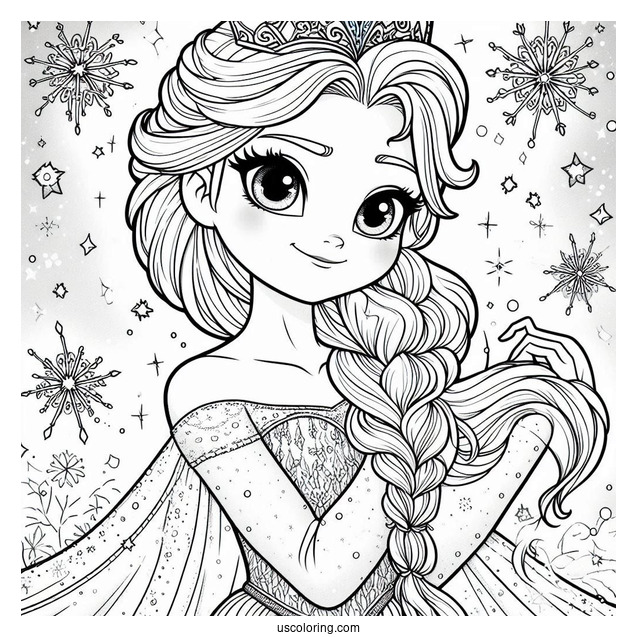 Detailed Magical Elsa Coloring Sheet