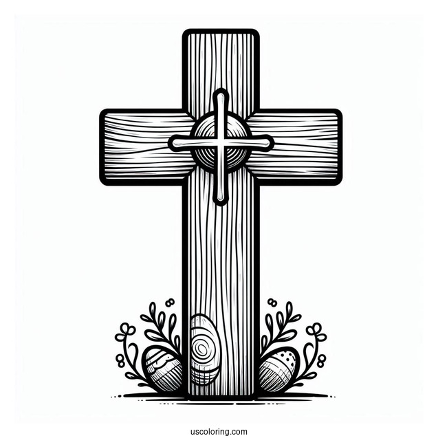 Wooden Easter Cross Coloring For Kids