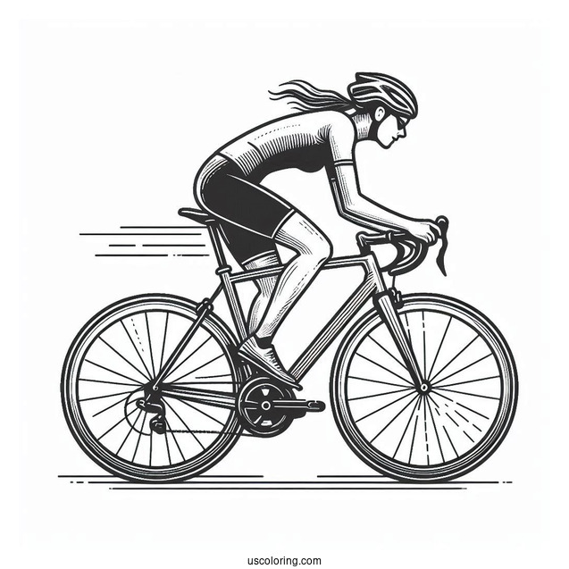 Cyclist Racing With Bicycle Coloring Page