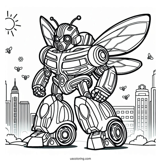 Autobot Bumblebee Coloring Page Form In The City
