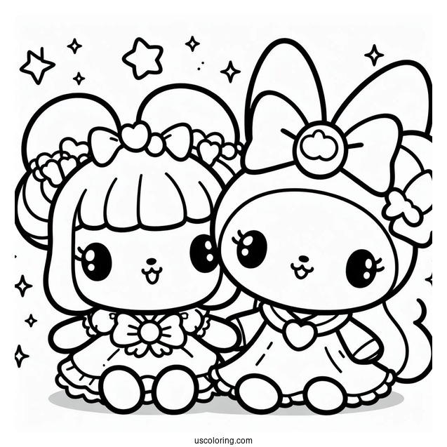 Sanrio Coloring Pages Of Kiki And Lala Little Twin Stars