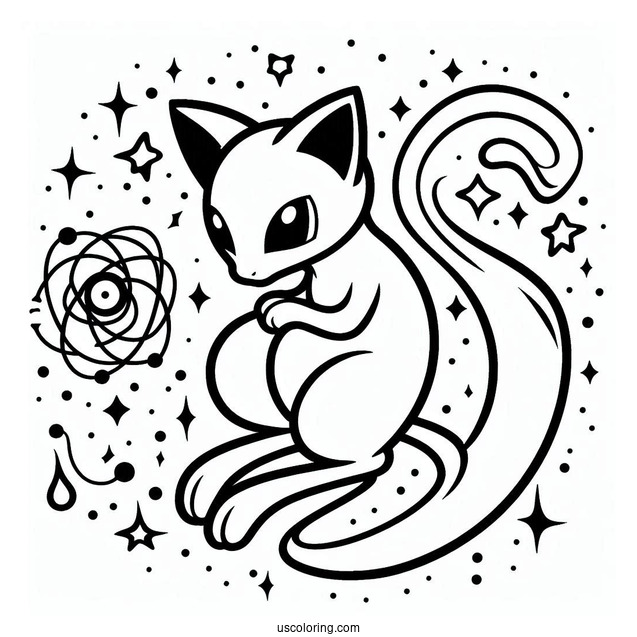 Mew Coloring Page Mysterious Tail Pokemon Card