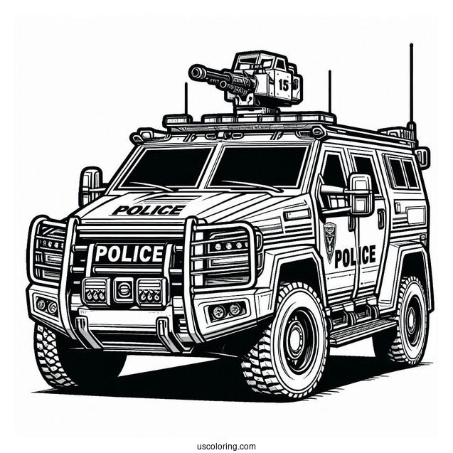 Armored Swat Police Car Coloring Page