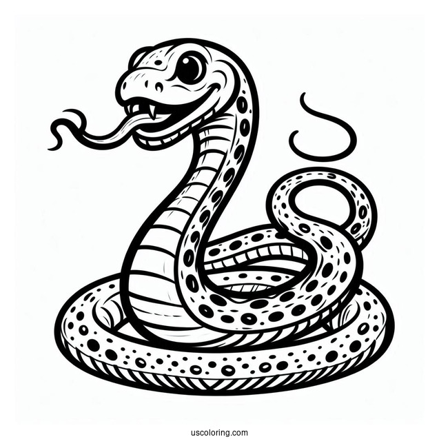 Curled Up Snake With Tongue Out