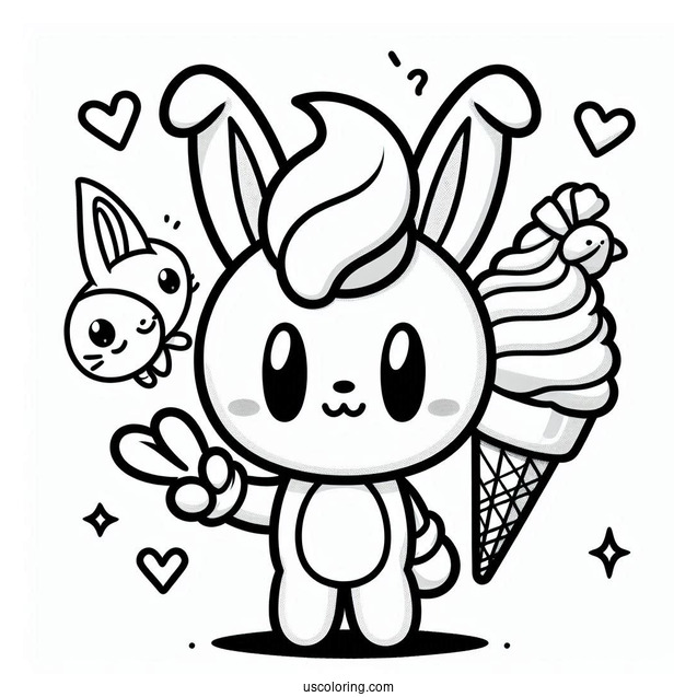 Kawaii Cream the Rabbit Waving V2