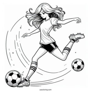 Girl Soccer Player Kicking Ball