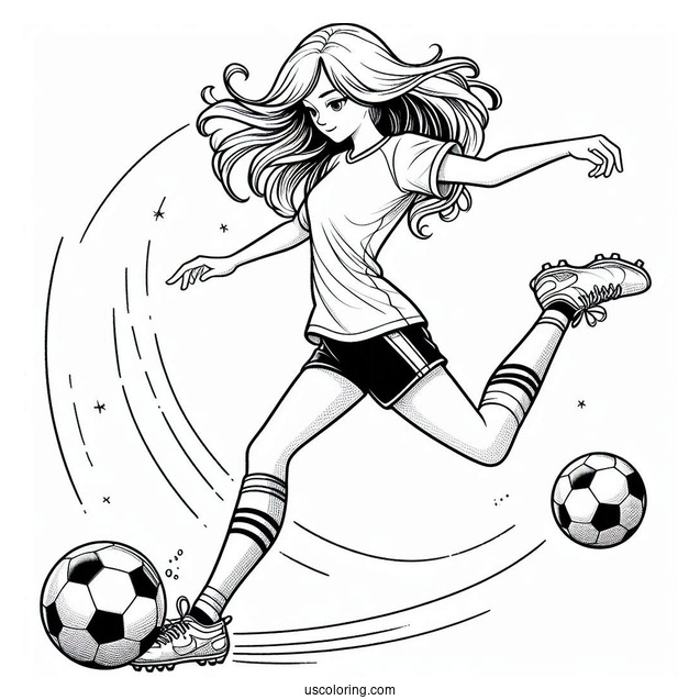 Girl Soccer Player Kicking Ball