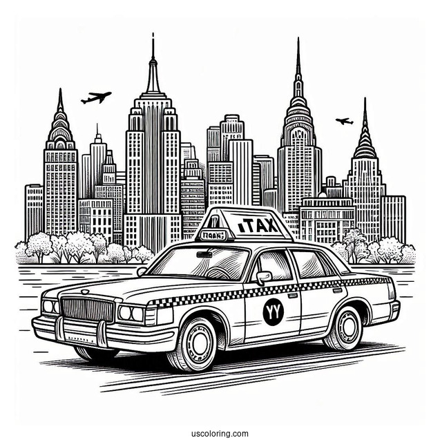 New York Coloring Page Of Taxi For Preschoolers