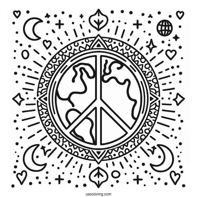 Visualize World Peace Coloring Page With Earth At The Center