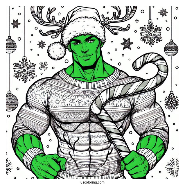 Christmas Inspired Hulk Coloring Page