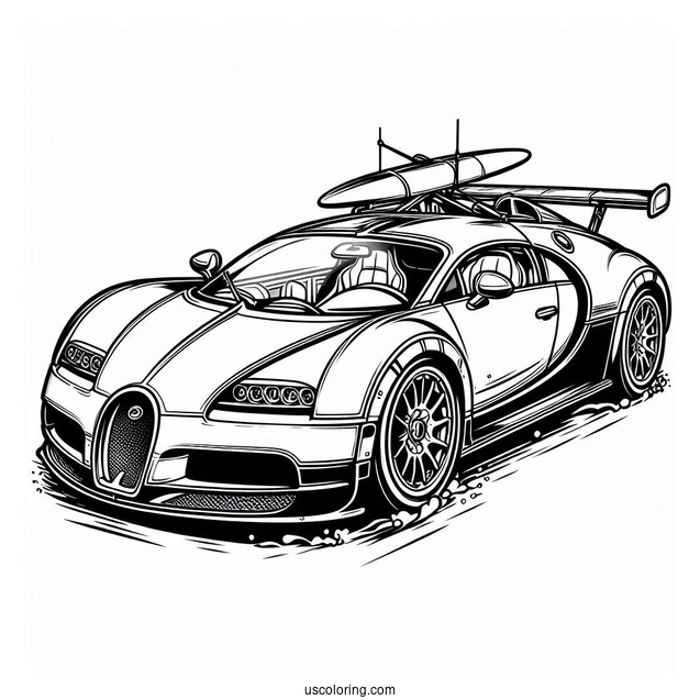 Easy Bugatti Coloring Page Dive For Kids