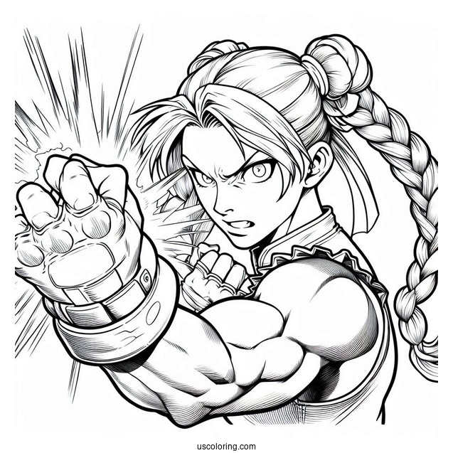 Street Fighter Coloring Page Of Laura Using Her Power