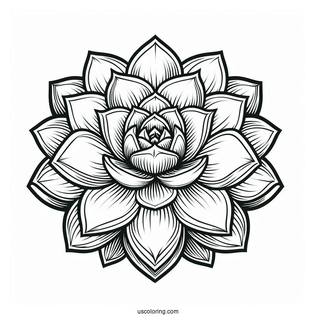 Easy Echeveria Succulent Coloring Page For Kids