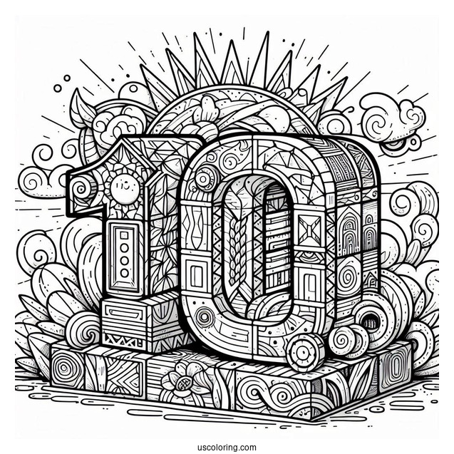 Detailed 100 Numberblocks Coloring Page