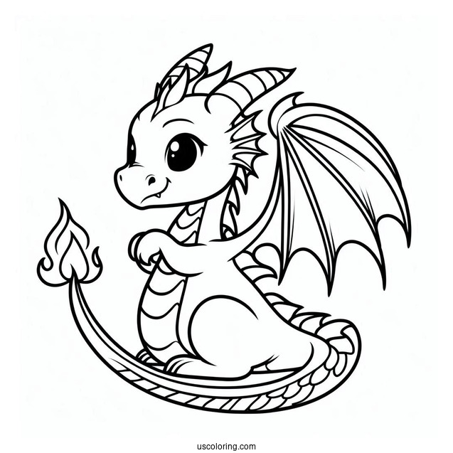 Coloring Page Of a Dragon For Toddlers