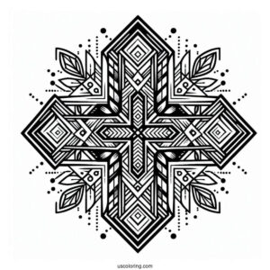 Geometric Cross Coloring Page