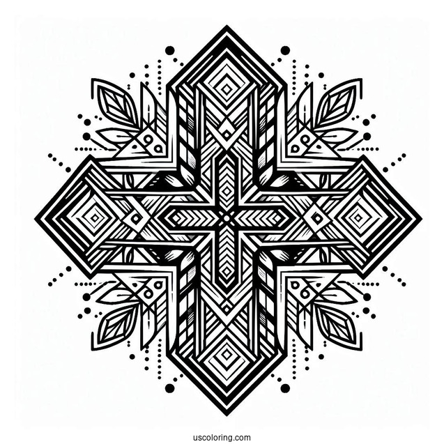 Geometric Cross Coloring Page
