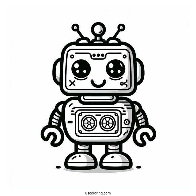 Cute Toy Robot Coloring Page For Preschoolers