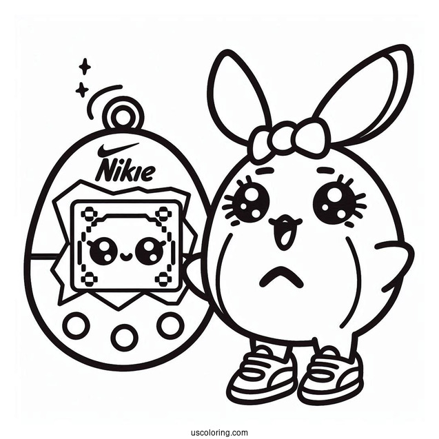 Tamagotchi Coloring Page Of Nike Tamagotchi For Preschoolers