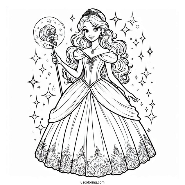 Easy Coloring Page Of The Fairy Godmother