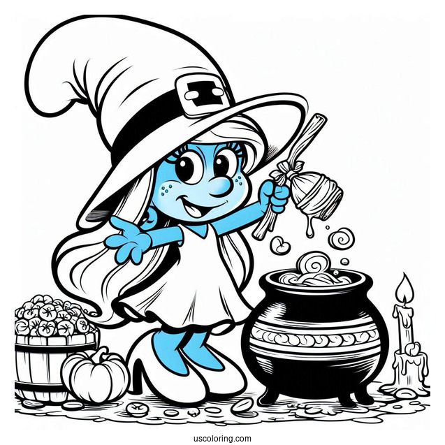 Witch Smurfette With Cauldron