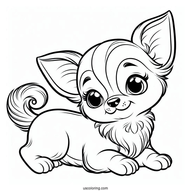 Cute Baby Chihuahua Coloring Page For Preschoolers