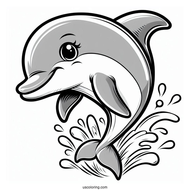 Smiling Dolphin Splashing In Water