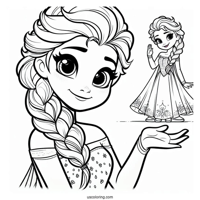 Easy Elsa Coloring Page For Kids