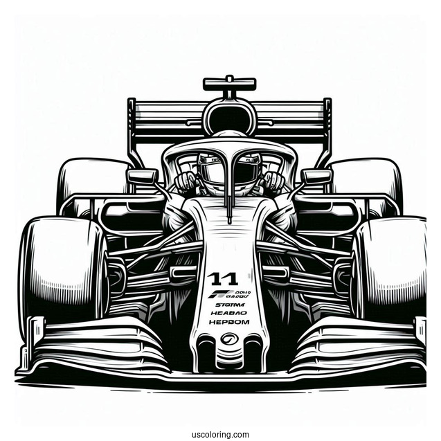 F1 Coloring Page Racer On Stop Of Car