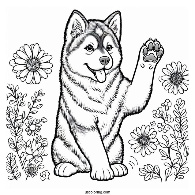 Husky With Paw Up